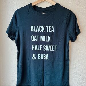 🧋 Black T-Shirt with Boba Order Text - Size Medium
